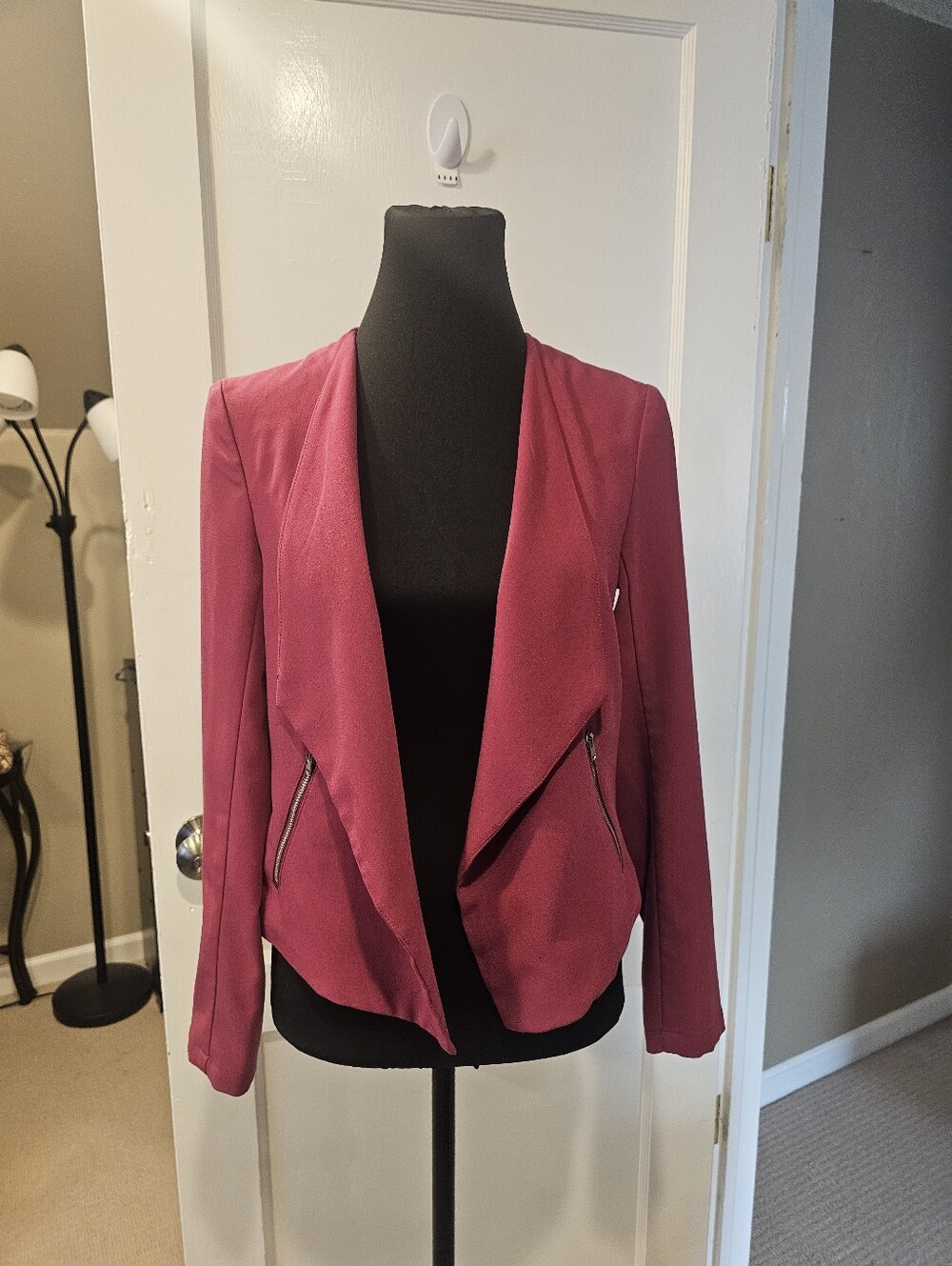 Vibrant Magenta Pink Drape Blazer